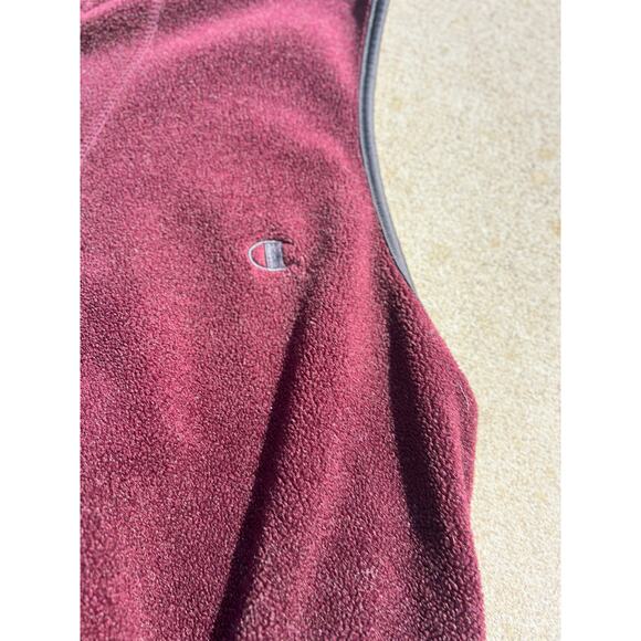 Vtg Champion Vest Unisex Size XL Maroon Fleece Full Zip Sleeveless Front Pockets - Picture 2 of 6